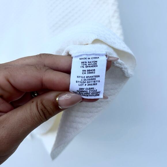 Theory Branteen White Stretch Tank Mini Dress Flared Small Waffle Knit Basic - Picture 6 of 6